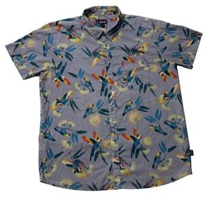 Patagonia Organic Cotton Parrot Floral Short Sleeve Button Up Shirt Men's-XXL